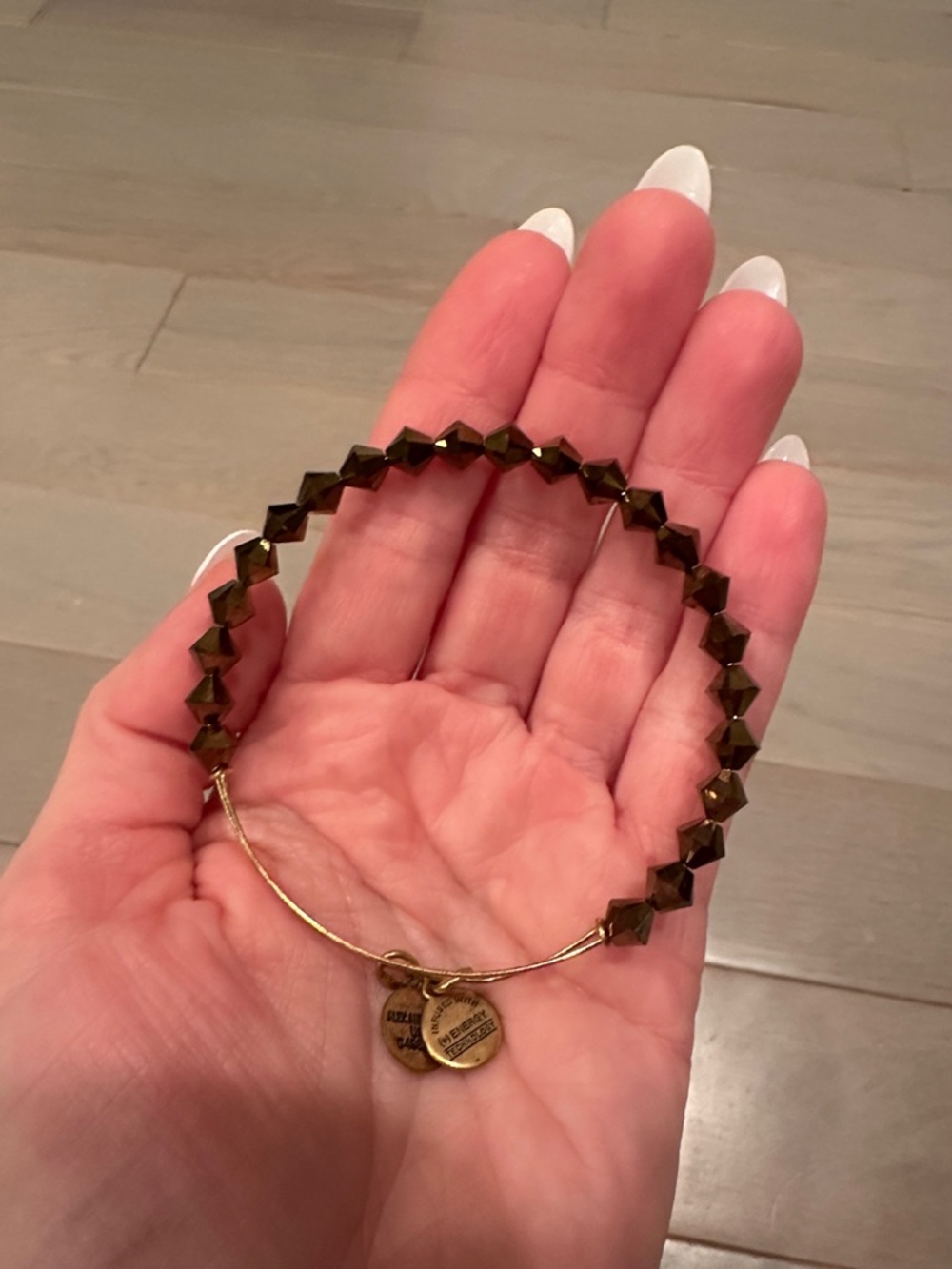 Alex and Ani Gold Wire Bracelet with Brown Faceted Beads